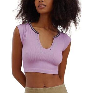 Urban Outfitters Lavender Ribbed Crop Top with Black Trim
